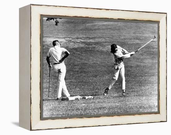 Jacqueline Kennedy Taking Lesson from Golf Pro Henry Lidner at Newport Country Club, Sept 13, 1962-null-Framed Stretched Canvas