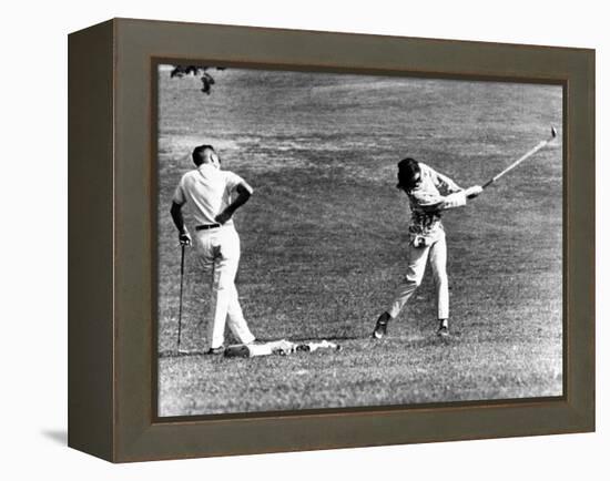 Jacqueline Kennedy Taking Lesson from Golf Pro Henry Lidner at Newport Country Club, Sept 13, 1962-null-Framed Stretched Canvas