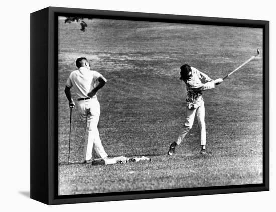 Jacqueline Kennedy Taking Lesson from Golf Pro Henry Lidner at Newport Country Club, Sept 13, 1962-null-Framed Stretched Canvas