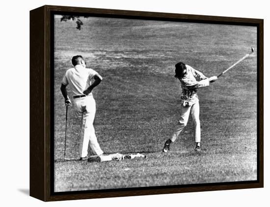 Jacqueline Kennedy Taking Lesson from Golf Pro Henry Lidner at Newport Country Club, Sept 13, 1962-null-Framed Stretched Canvas