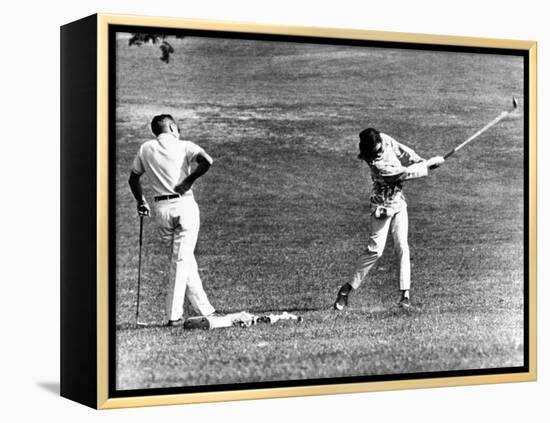 Jacqueline Kennedy Taking Lesson from Golf Pro Henry Lidner at Newport Country Club, Sept 13, 1962-null-Framed Stretched Canvas