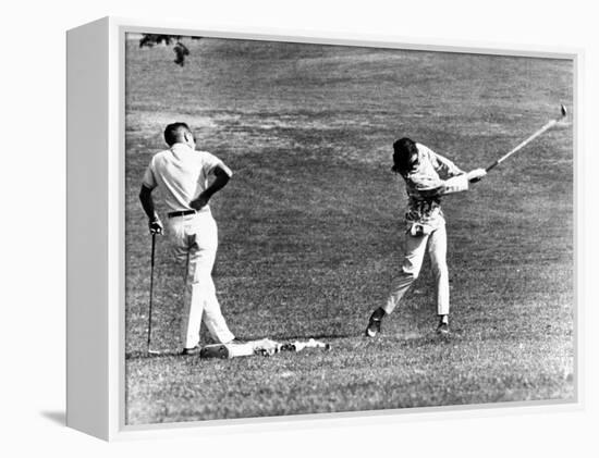 Jacqueline Kennedy Taking Lesson from Golf Pro Henry Lidner at Newport Country Club, Sept 13, 1962-null-Framed Stretched Canvas