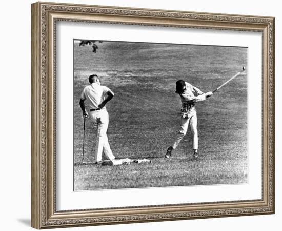 Jacqueline Kennedy Taking Lesson from Golf Pro Henry Lidner at Newport Country Club, Sept 13, 1962-null-Framed Photo