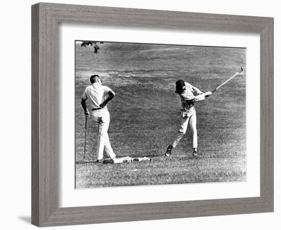 Jacqueline Kennedy Taking Lesson from Golf Pro Henry Lidner at Newport Country Club, Sept 13, 1962-null-Framed Photo