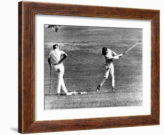 Jacqueline Kennedy Taking Lesson from Golf Pro Henry Lidner at Newport Country Club, Sept 13, 1962-null-Framed Photo
