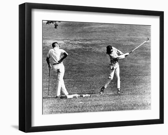 Jacqueline Kennedy Taking Lesson from Golf Pro Henry Lidner at Newport Country Club, Sept 13, 1962-null-Framed Photo