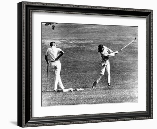 Jacqueline Kennedy Taking Lesson from Golf Pro Henry Lidner at Newport Country Club, Sept 13, 1962-null-Framed Photo