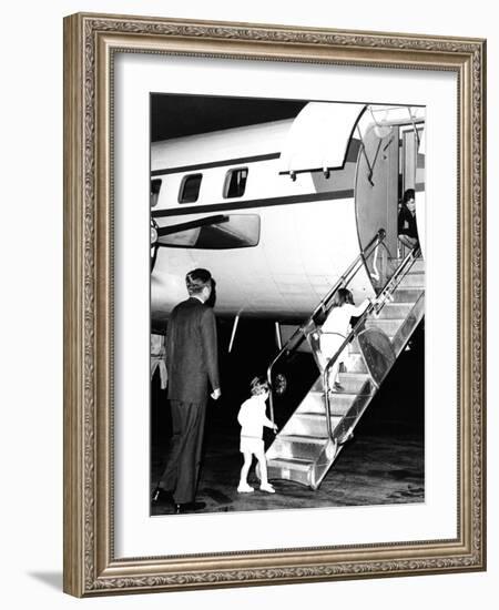 Jacqueline Kennedy Welcomed Home after Vacation on Aristotle Onassis's Yacht, Oct 17, 1963-null-Framed Photo