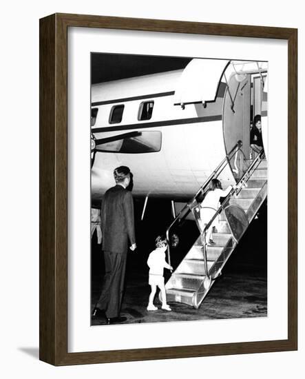 Jacqueline Kennedy Welcomed Home after Vacation on Aristotle Onassis's Yacht, Oct 17, 1963-null-Framed Photo