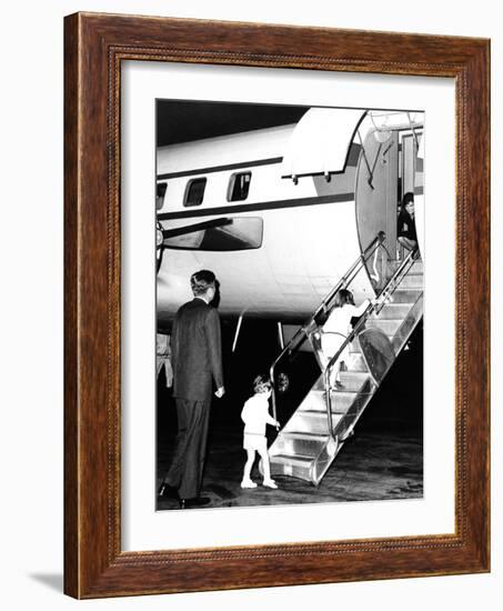 Jacqueline Kennedy Welcomed Home after Vacation on Aristotle Onassis's Yacht, Oct 17, 1963-null-Framed Photo