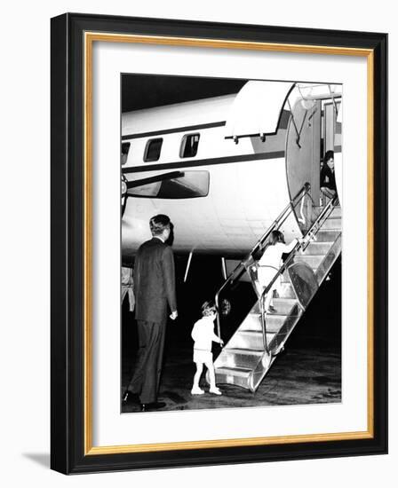 Jacqueline Kennedy Welcomed Home after Vacation on Aristotle Onassis's Yacht, Oct 17, 1963-null-Framed Photo