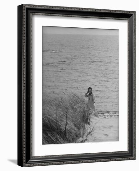 Jacqueline Kennedy, Wife of Dem. Candidate, Walk Along Beach Near Kennedy Compound on Election Day-Paul Schutzer-Framed Photographic Print