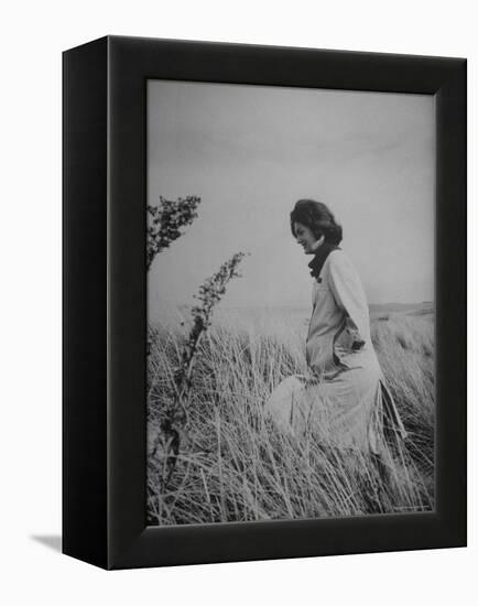 Jacqueline Kennedy, Wife of Dem. Pres. Candidate, Taking Walk Along Beach on Election Day-Paul Schutzer-Framed Premier Image Canvas