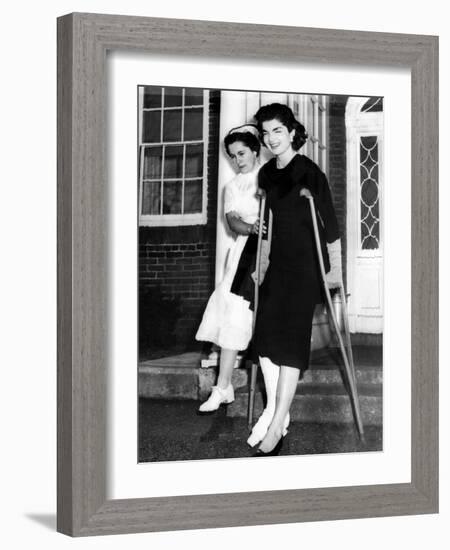 Jacqueline Kennedy, Wife of Senator John Kennedy She Leaves New England Baptist Hospital-null-Framed Photo