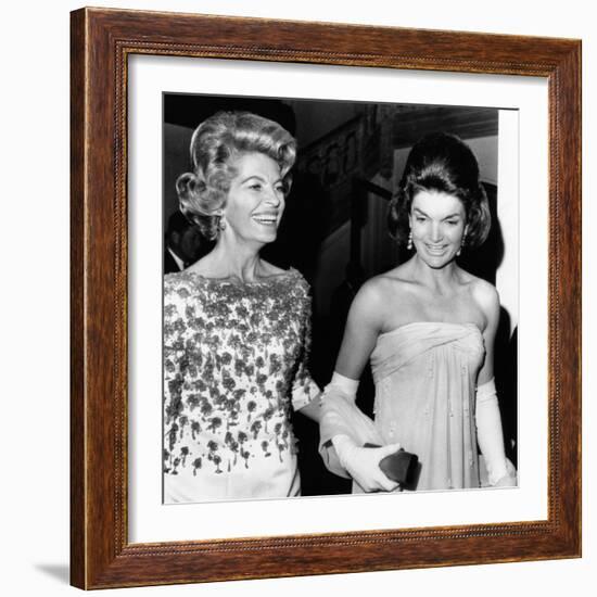 Jacqueline Kennedy with the Wife of the French Ambassador, Nicole Alphand-null-Framed Photo