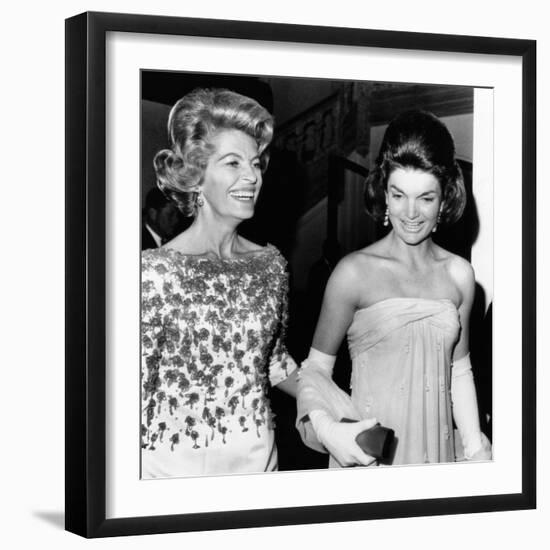 Jacqueline Kennedy with the Wife of the French Ambassador, Nicole Alphand-null-Framed Photo