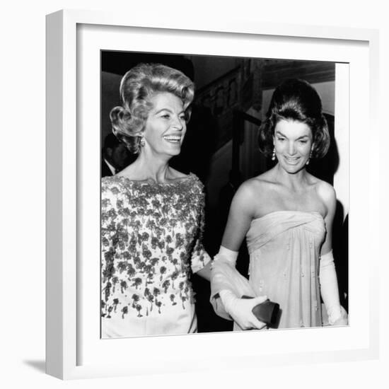 Jacqueline Kennedy with the Wife of the French Ambassador, Nicole Alphand-null-Framed Photo