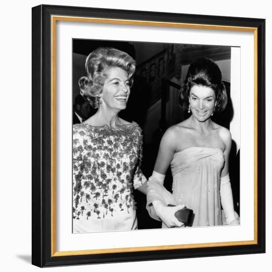 Jacqueline Kennedy with the Wife of the French Ambassador, Nicole Alphand-null-Framed Photo