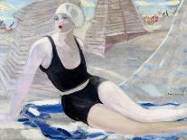 Bather in Black Swimming Suit-Jacqueline Marval-Premier Image Canvas