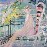 Portrait of Dolly Davis on a Balcony in Front of the Old Bridge of Alma-Jacqueline Marval-Premier Image Canvas