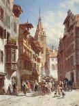 Figures on the Street in Zug, Switzerland, 1880-Jacques Carabain-Framed Giclee Print
