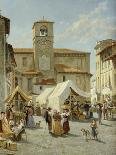 Figures on the Street in Zug, Switzerland, 1880-Jacques Carabain-Framed Premier Image Canvas