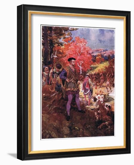 Jacques Cartier and the Redskins, C.1920-Henry Sandham-Framed Giclee Print