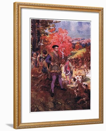 Jacques Cartier and the Redskins, C.1920-Henry Sandham-Framed Giclee Print