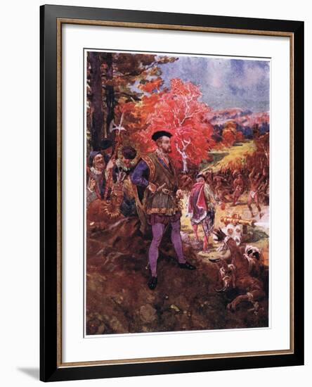 Jacques Cartier and the Redskins, C.1920-Henry Sandham-Framed Giclee Print