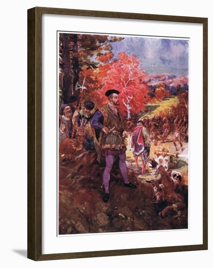 Jacques Cartier and the Redskins, C.1920-Henry Sandham-Framed Giclee Print