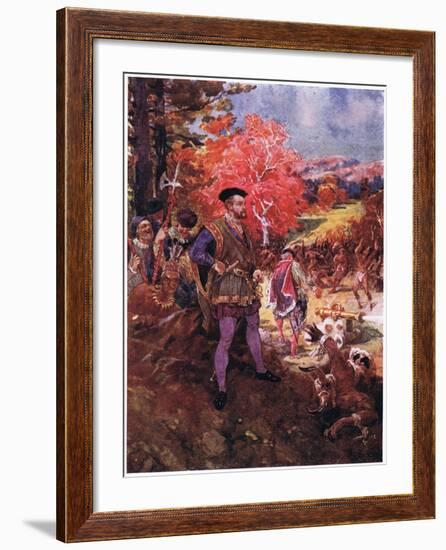 Jacques Cartier and the Redskins, C.1920-Henry Sandham-Framed Giclee Print