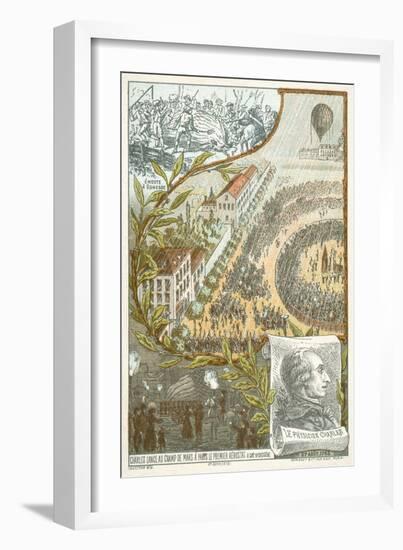 Jacques Charles Launching the First Hydrogen Balloon from the Champ De Mars, Paris, 27 August, 1783-null-Framed Giclee Print