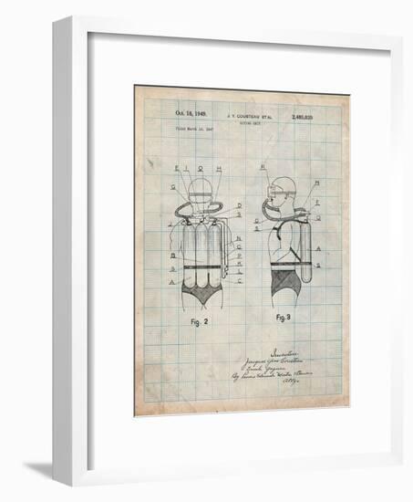 Jacques Cousteau Diving Suit Patent-Cole Borders-Framed Art Print
