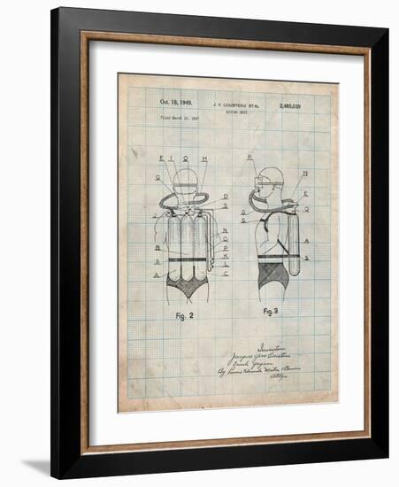 Jacques Cousteau Diving Suit Patent-Cole Borders-Framed Art Print