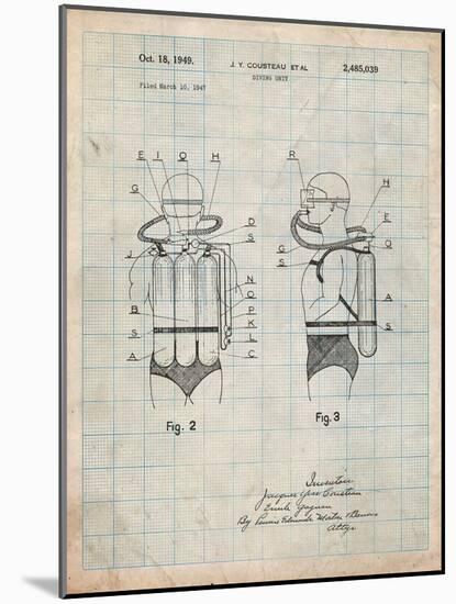 Jacques Cousteau Diving Suit Patent-Cole Borders-Mounted Art Print