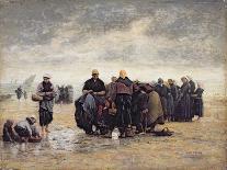 Oyster Fishers - Cleaning the Oysters after the Catch-Jacques Eugene Feyen-Framed Giclee Print