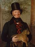 Portrait of Edward Cross, Half-Length, in a Black Coat and Red-Check Waistcoat Holding a Lion Cub-Jacques-Laurent Agasse-Giclee Print