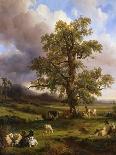 Animals Resting around a Large Oak Tree, 1842 (Oil on Canvas)-Jacques Raymond Brascassat-Giclee Print