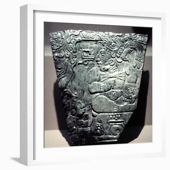 Jade Plaque Showing a Seated Mayan King, 400-800-null-Framed Photographic Print