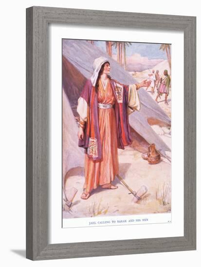 Jael Calling to Barak and His Men-Arthur A. Dixon-Framed Giclee Print