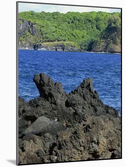 Jagged Black Lava Shore on Keanae Peninsula, Hana Coast Road, Maui, Hawaii, Hawaiian Islands, USA-Robert Francis-Mounted Photographic Print