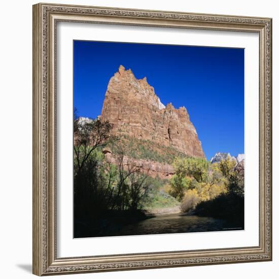 Jagged Sandstone Cliffs Above the Virgin River, Zion National Park, Utah, USA-Ruth Tomlinson-Framed Photographic Print