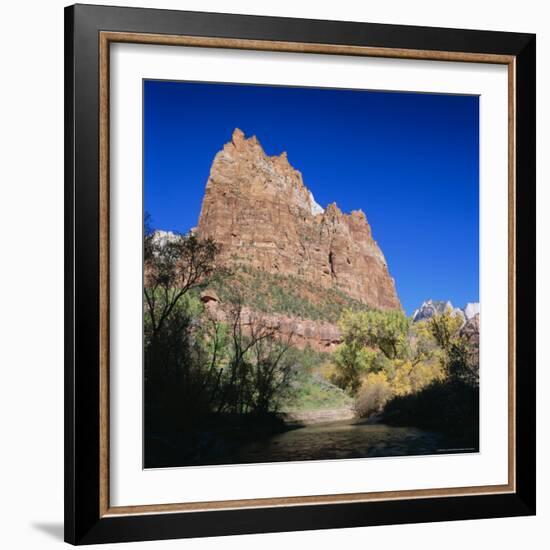 Jagged Sandstone Cliffs Above the Virgin River, Zion National Park, Utah, USA-Ruth Tomlinson-Framed Photographic Print