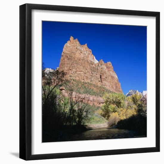 Jagged Sandstone Cliffs Above the Virgin River, Zion National Park, Utah, USA-Ruth Tomlinson-Framed Photographic Print