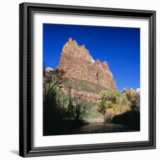 Jagged Sandstone Cliffs Above the Virgin River, Zion National Park, Utah, USA-Ruth Tomlinson-Framed Photographic Print