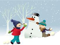 Winter Background with Playing Kids-jagoda-Art Print