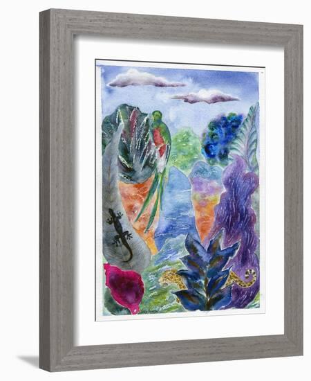 Jaguar and Quetzal, 2010-Louise Belanger-Framed Giclee Print