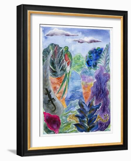 Jaguar and Quetzal, 2010-Louise Belanger-Framed Giclee Print