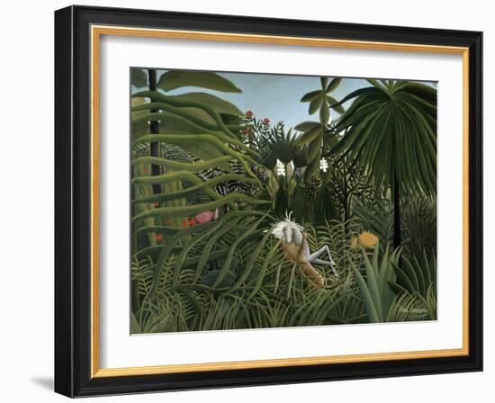 'Jaguar attacking a Horse', 1910-Henri Rousseau-Framed Giclee Print