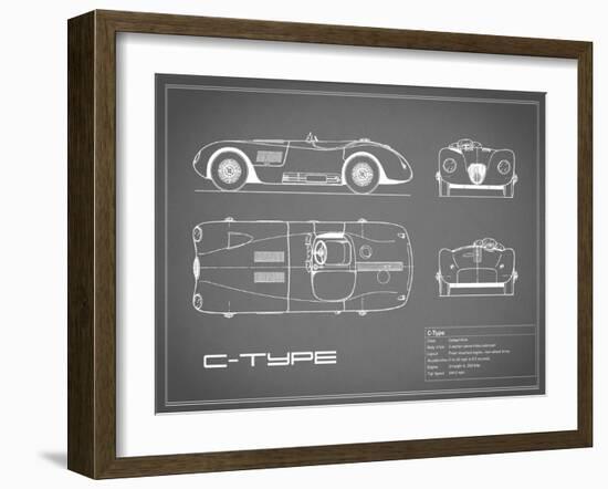 Jaguar C-Type-Grey-Mark Rogan-Framed Art Print